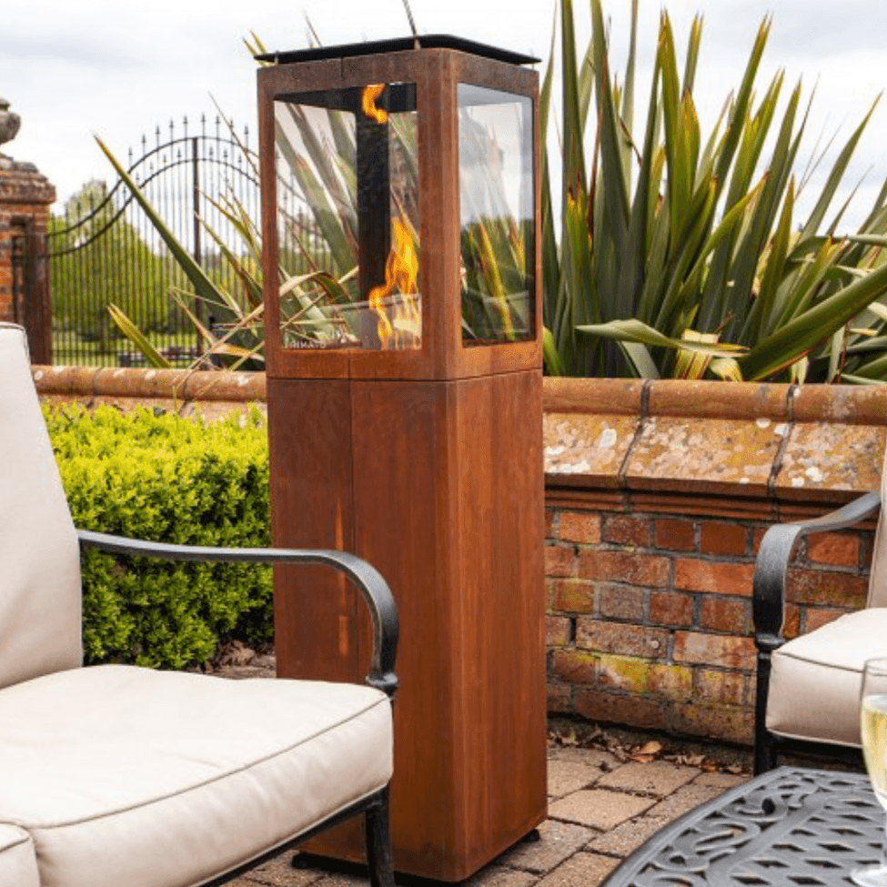 Qube Corten Steel Pellet Patio Heater