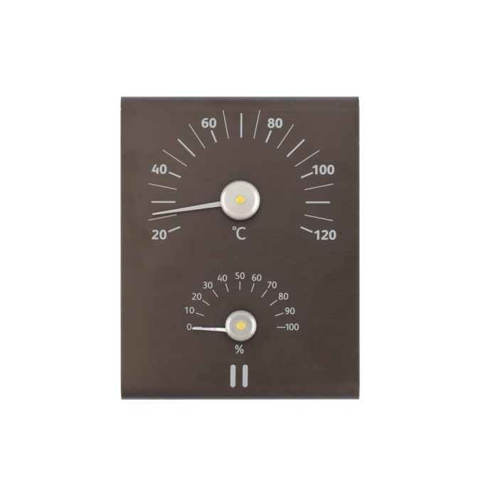 Rento Anodised Aluminium Sauna Thermometer & Hygrometer Brown/Black