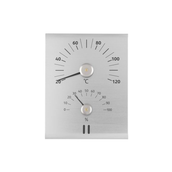 Rento Anodised Aluminium Sauna Thermometer & Hygrometer Natural