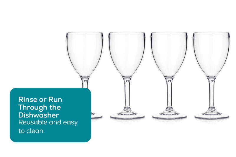 Reusable dishwasher-safe wine glasses for spa