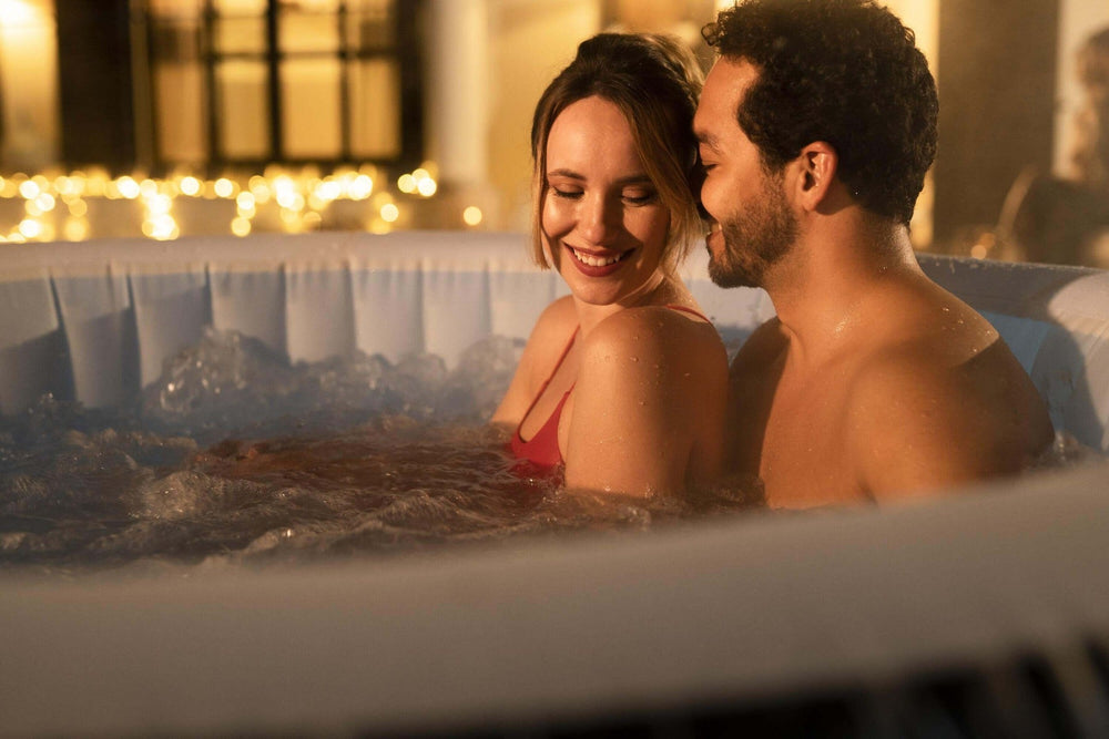 lay-Z-Spa Hollywood AirJet romantic inflatable spa evening setting