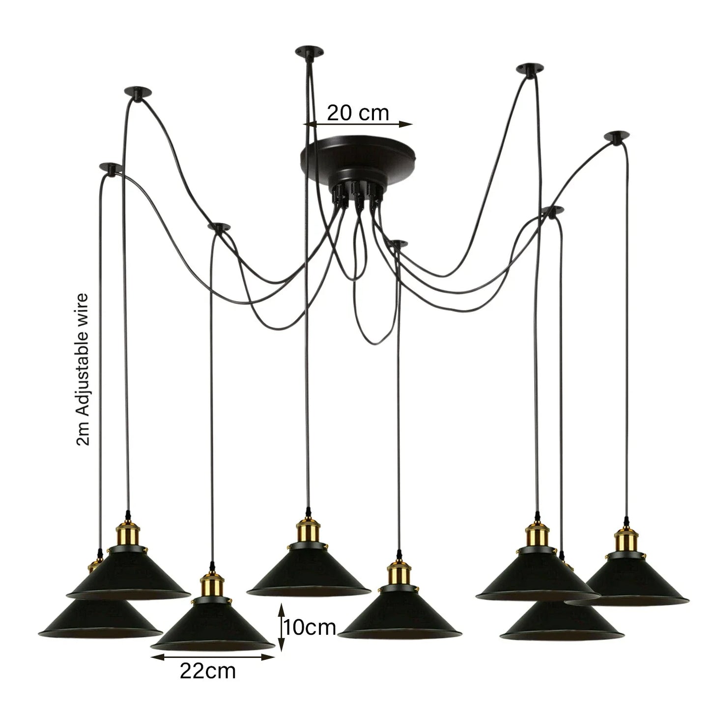 9-Light Spider Pendant Chandelier | E27 Industrial Lighting ~6668