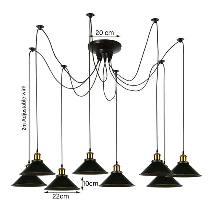 9-Light Spider Pendant Chandelier | E27 Industrial Lighting ~6668