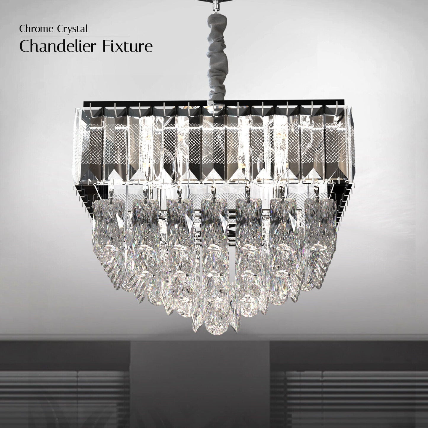 Modern Chrome Crystal E14 Chandelier with Remote ~5006