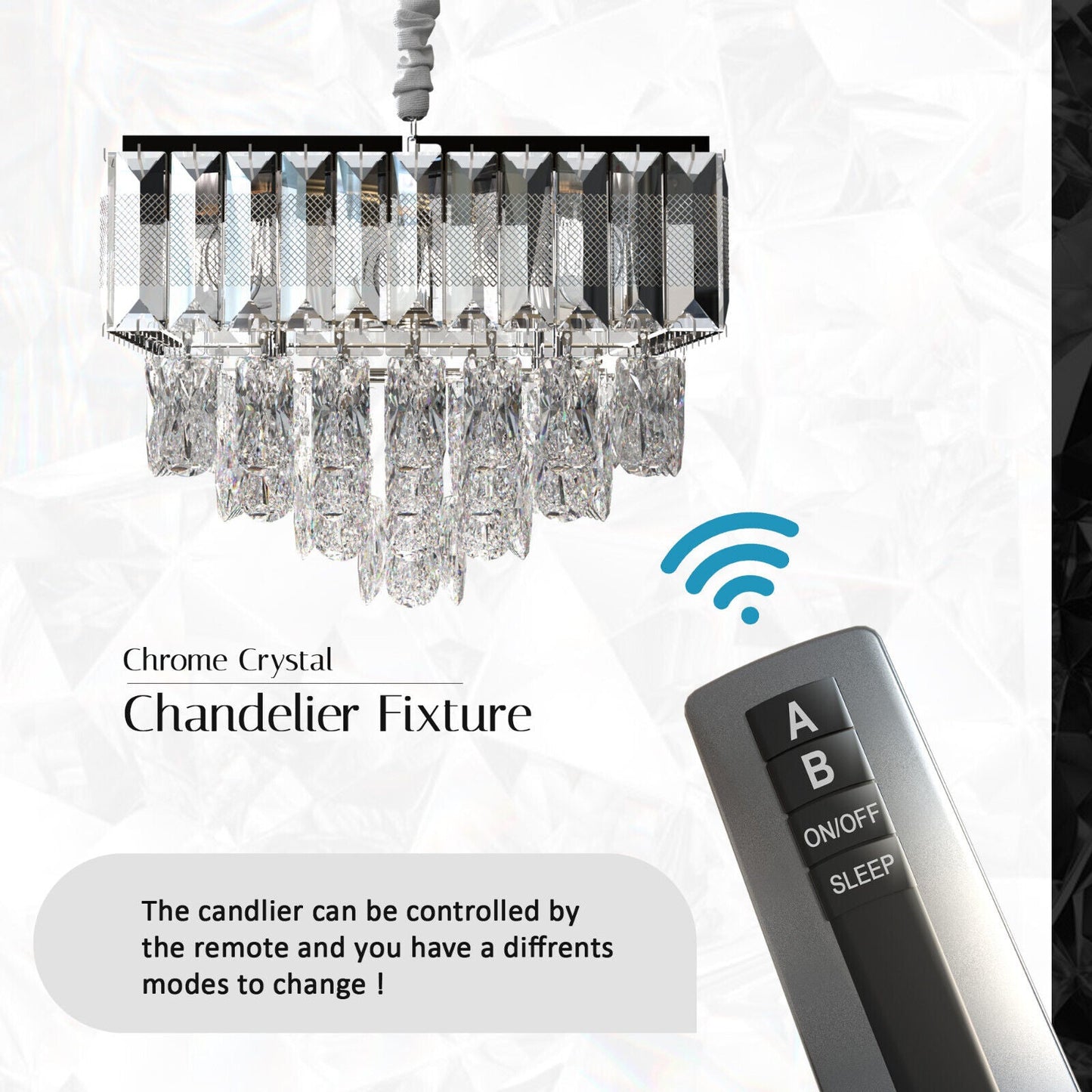 Modern Chrome Crystal E14 Chandelier with Remote ~5006