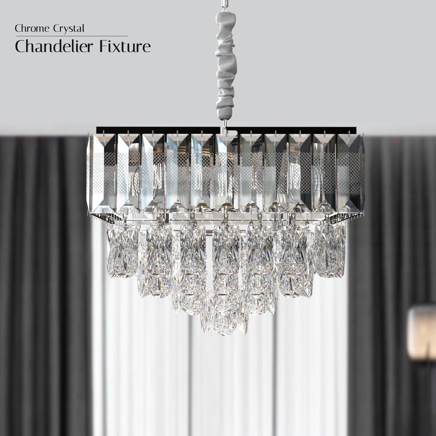 Modern Chrome Crystal E14 Chandelier with Remote ~5006