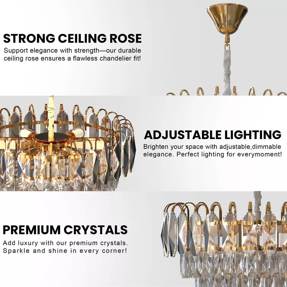 Modern Crystal Chandeliers Lighting with Crystal Droplets of chrome Hanging Lamp ~4801
