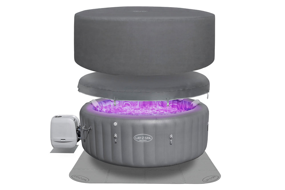Lay-Z-Spa Santorini energy saving bundle with cover and ground mat
