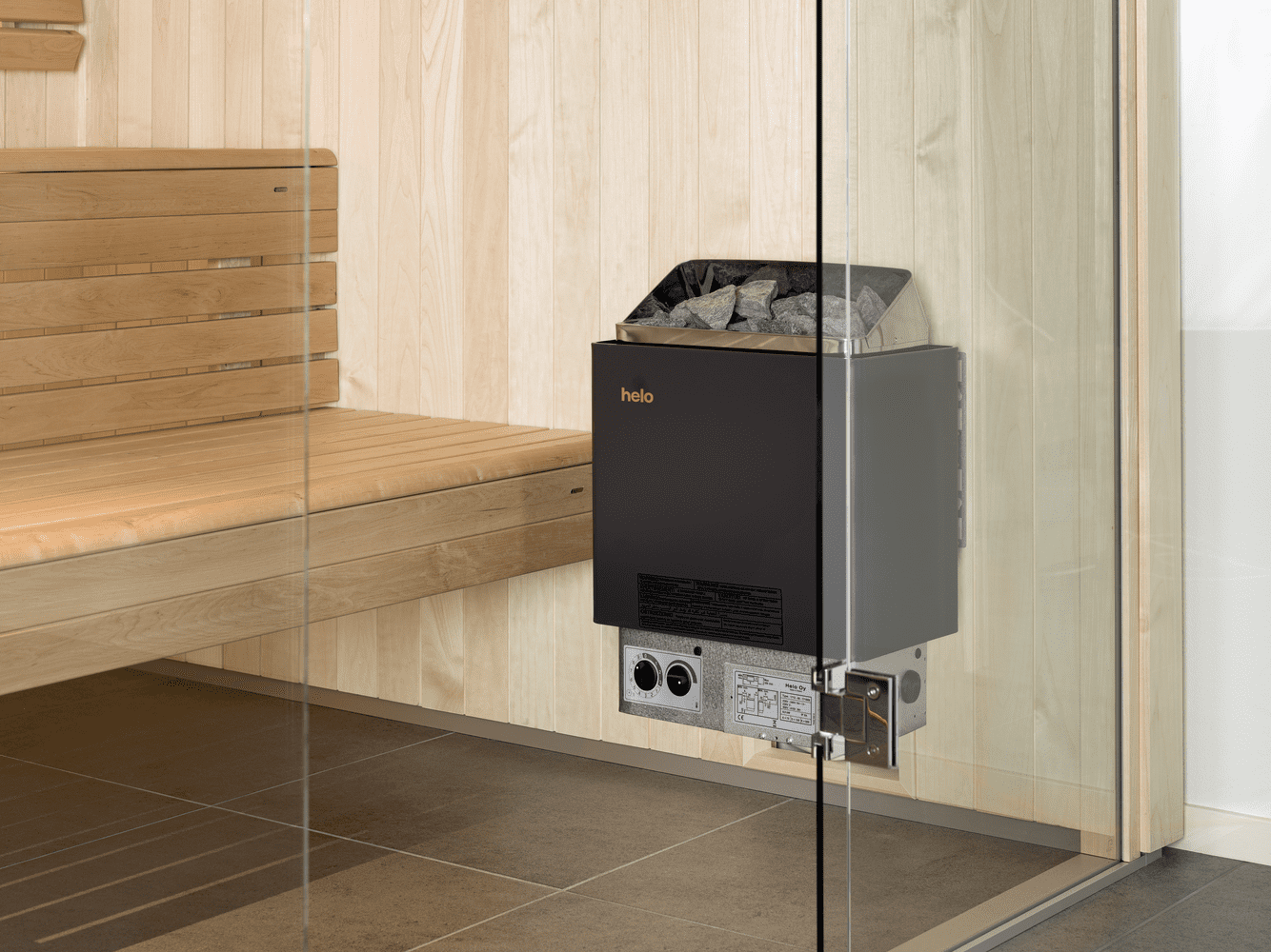 ELECTRIC SAUNA HEATER HELO CUP 45STJ, 4,5kW, WITH BUILT-IN CONTROL, BLACK