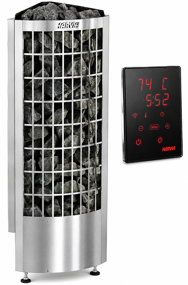 ELECTRIC SAUNA HEATER HARVIA CILINDRO CORNER XE PCC70XE, 6,8kW, WITH XENIO CONTROL UNIT