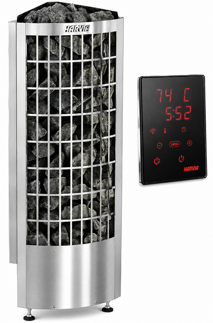 ELECTRIC SAUNA HEATER HARVIA CILINDRO CORNER XE PCC70XE, 6,8kW, WITH XENIO CONTROL UNIT