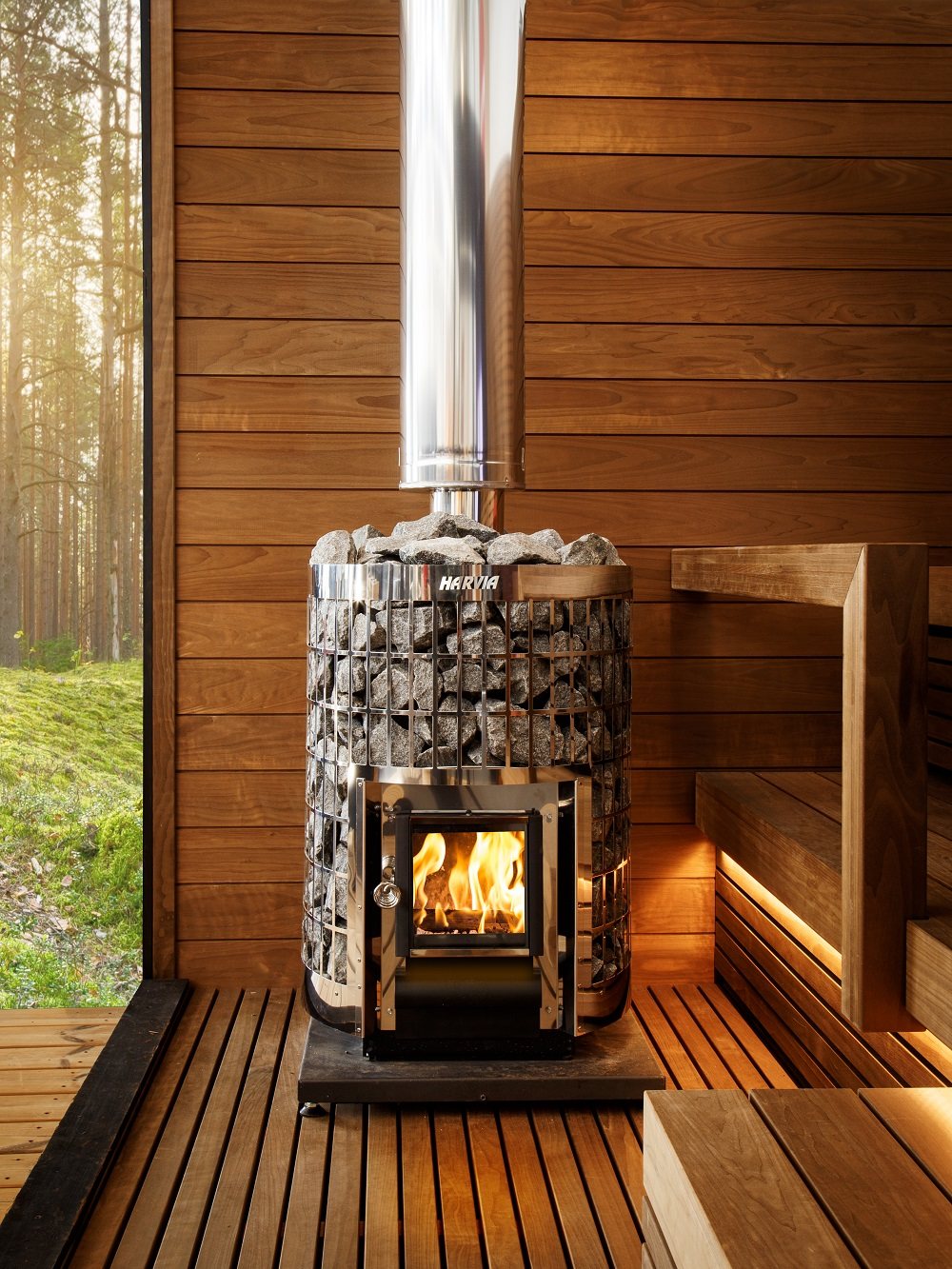 SAUNA WOODBURNING STOVE HARVIA CILINDRO 16, WKPC16S, STAINLESS STEEL