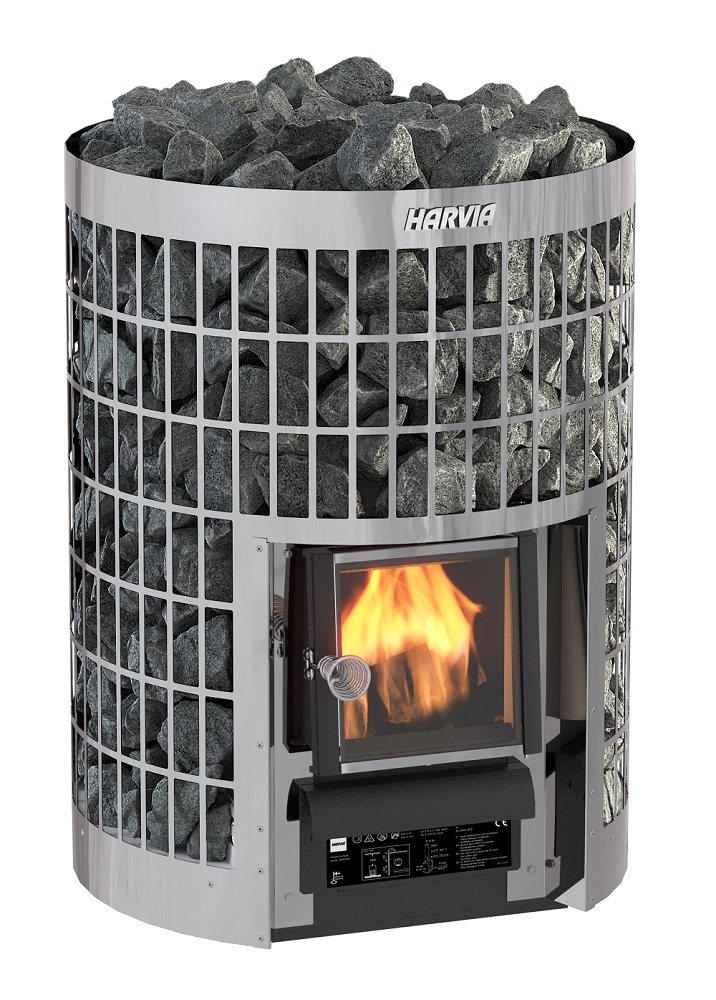 SAUNA WOODBURNING STOVE HARVIA CILINDRO 16, WKPC16S, STAINLESS STEEL