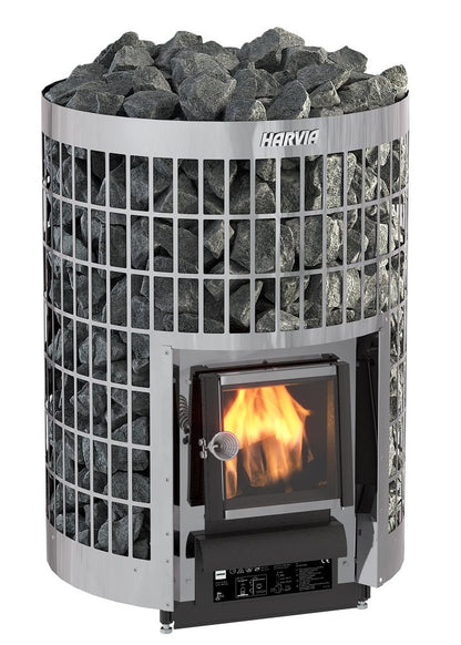 SAUNA WOODBURNING STOVE HARVIA CILINDRO 20, WKPC20S, STAINLESS STEEL