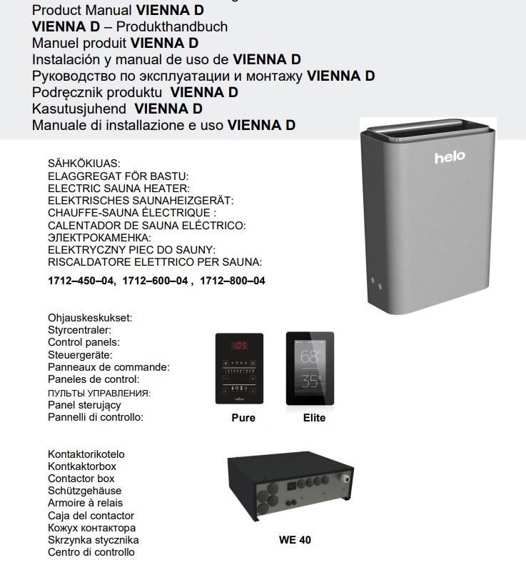 ELECTRIC SAUNA HEATER HELO VIENNA 45D 4,5kW, WITHOUT CONTROL UNIT, BLACK