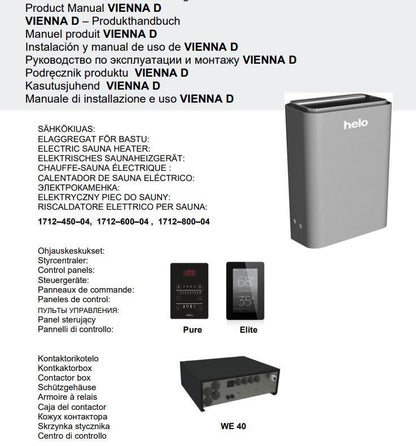 ELECTRIC SAUNA HEATER HELO VIENNA 45D 4,5kW, WITHOUT CONTROL UNIT, BLACK