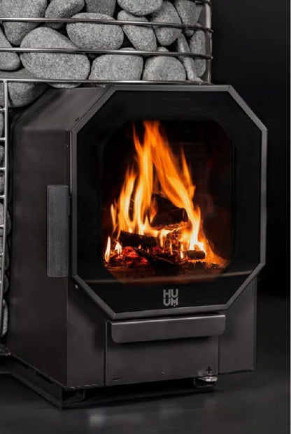 SAUNA WOODBURNING STOVE HUUM HIVE FLOW MINI LS 8,5kW, THROUGH THE WALL