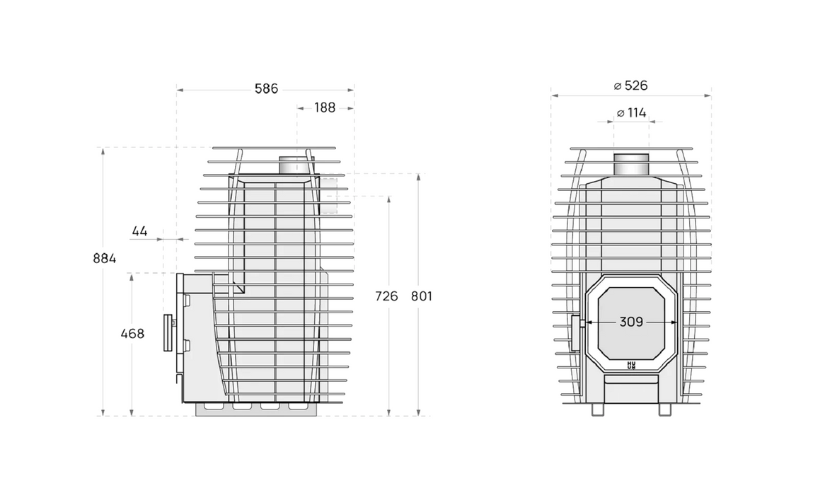 SAUNA WOODBURNING STOVE HUUM HIVE FLOW 9,8kW