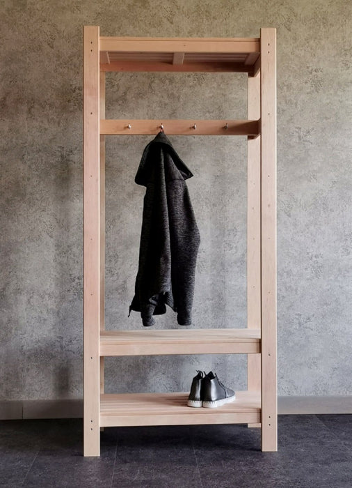 Coat Rack S 800x400x1750mm – Sauna & Home Wooden Hanger Shelf