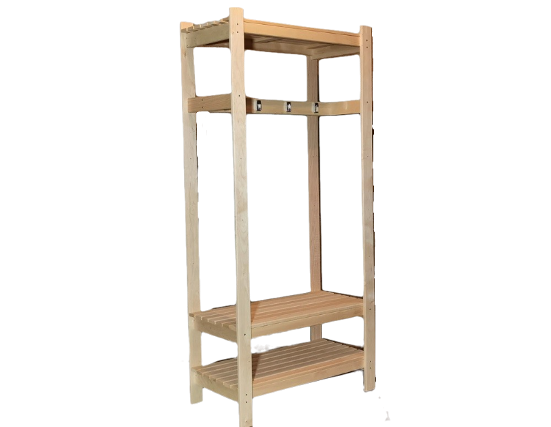 Coat Rack S 800x400x1750mm – Sauna & Home Wooden Hanger Shelf