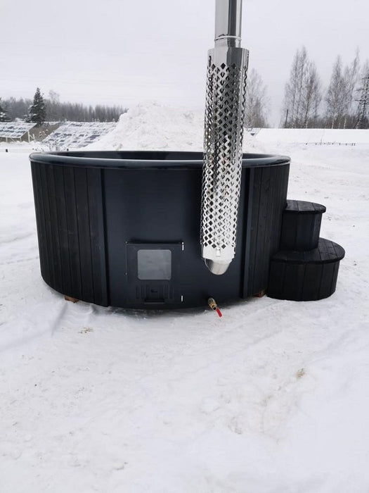 Hot Tub With Integrated Stove Black Edition 1150 L