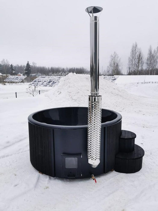 Hot Tub With Integrated Stove Black Edition 1150 L