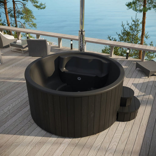 Hot Tub With Integrated Stove Black Edition 1150 L