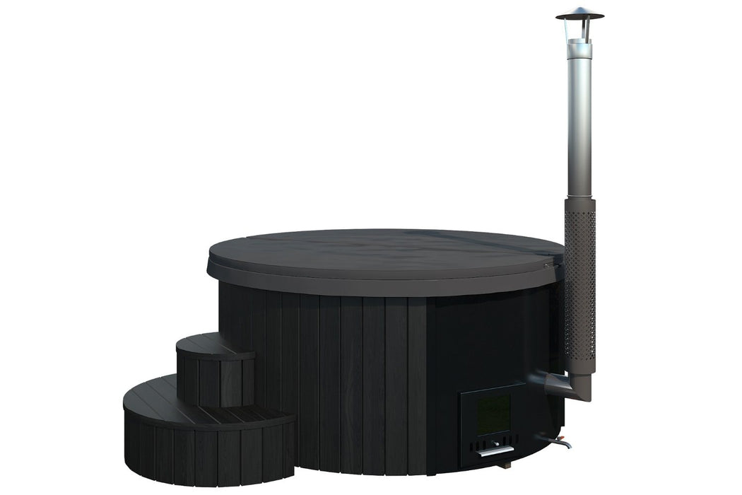 Hot Tub With Integrated Stove Black Edition 1150 L