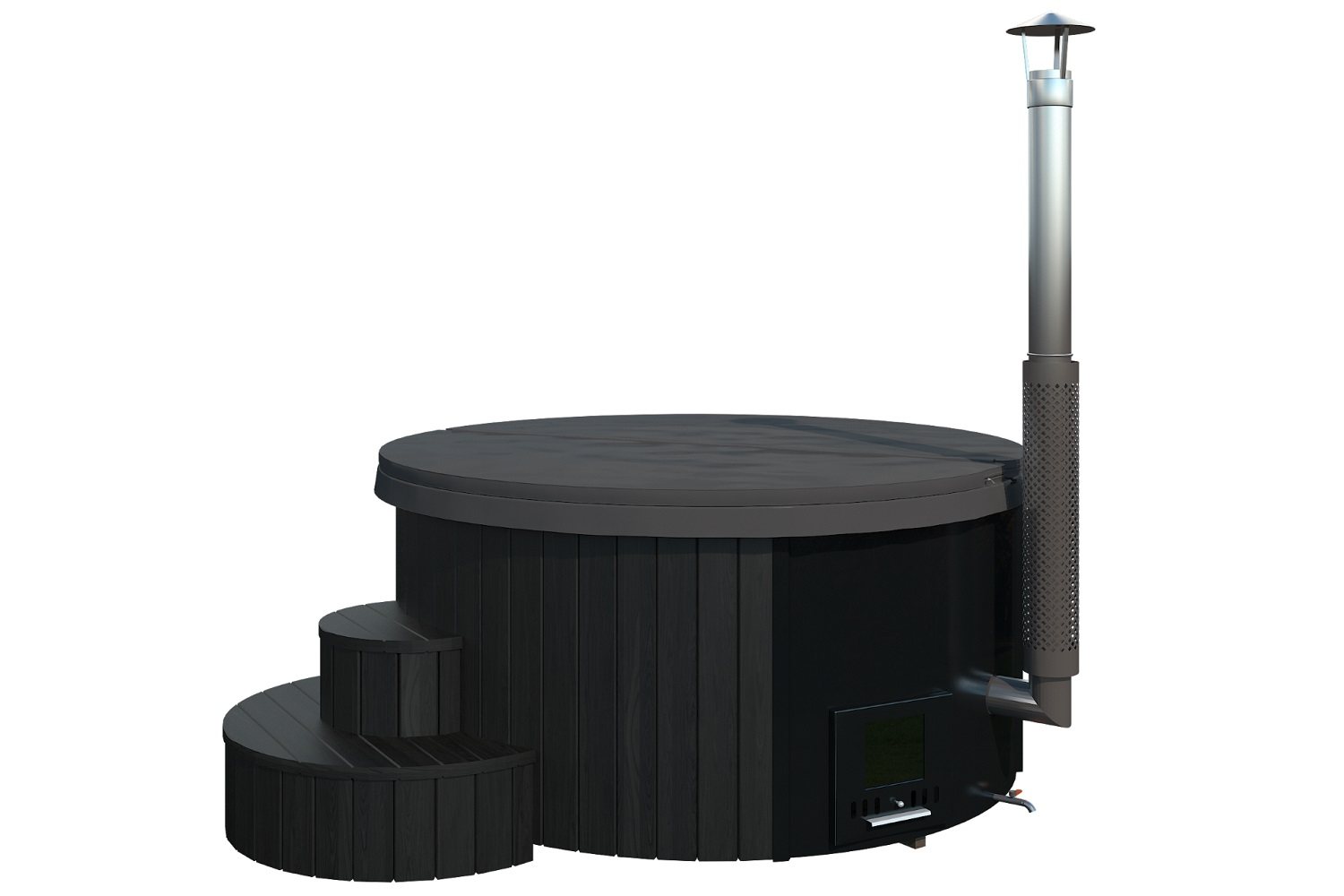 Hot Tub With Integrated Stove Black Edition 1150 L