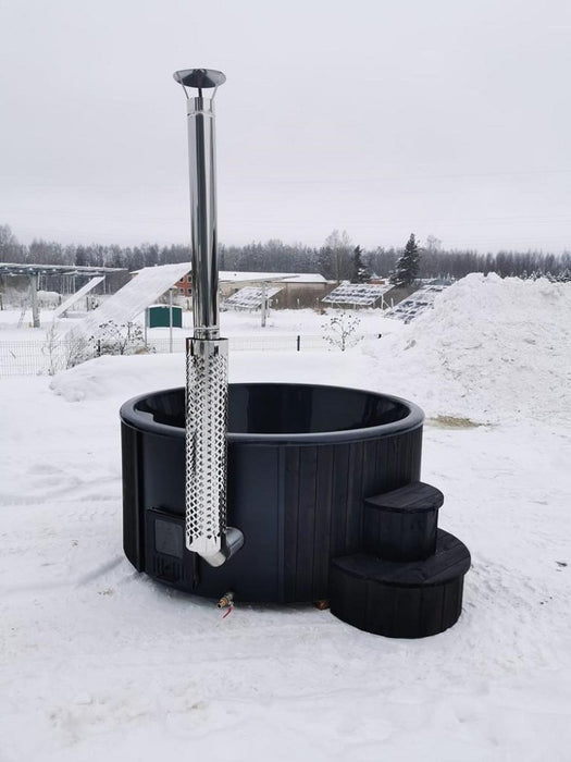 Hot Tub With Integrated Stove Black Edition 1150 L
