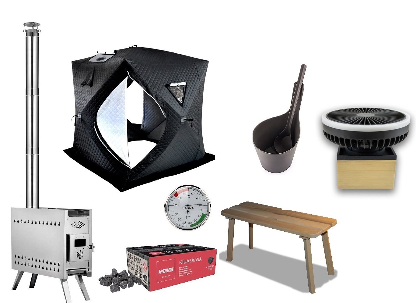 SAUFLEX Travel Set – Mobile Sauna Tent with Stove (2000x2000x2100mm)