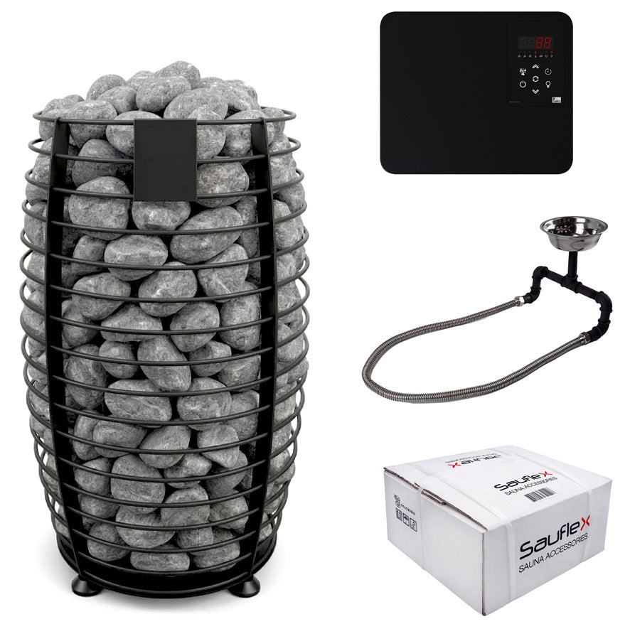 ELECTRIC SAUNA HEATER SAUFLEX KERO SET 9,0kW, BLACK