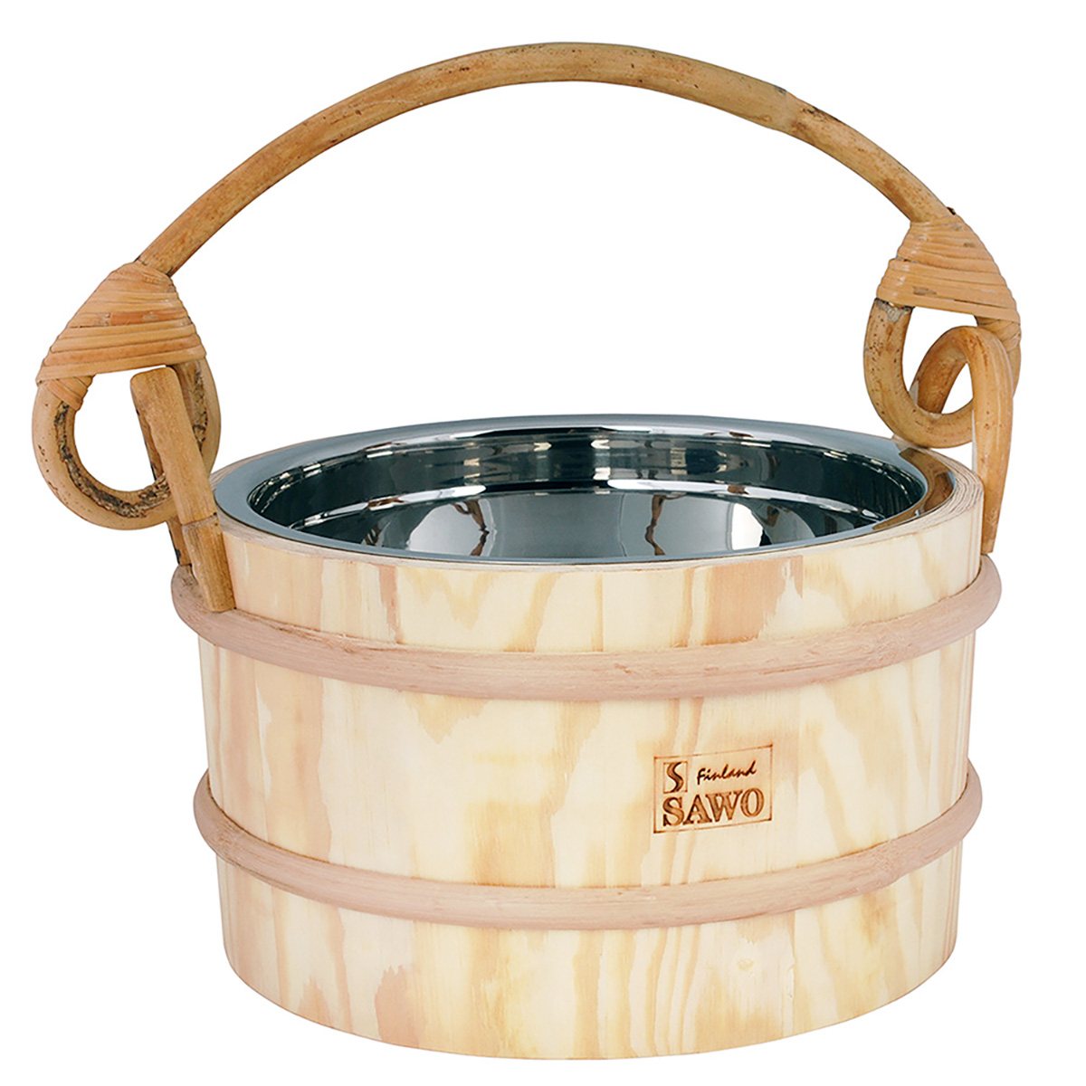 SAWO WOODEN BUCKET WITH STAINLESS STEEL INSERT