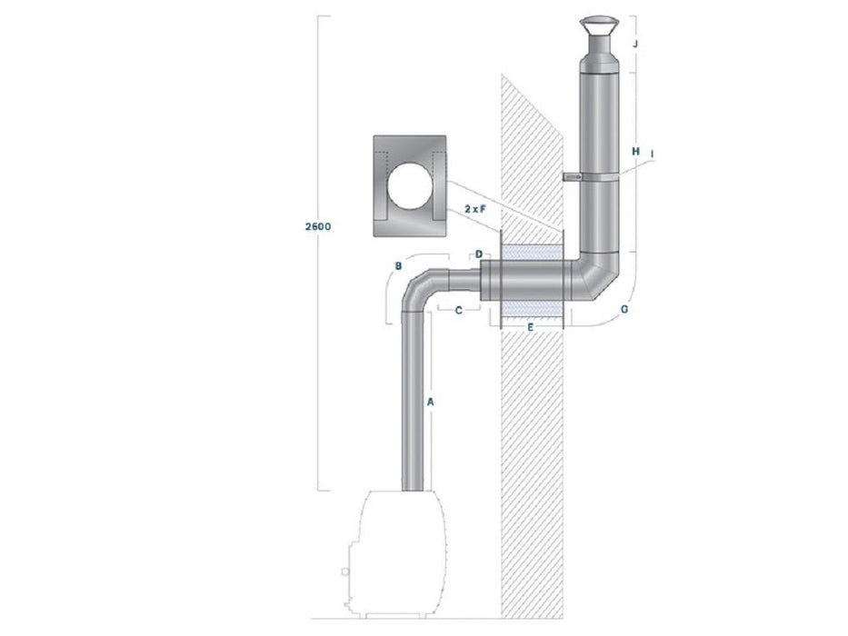 HUUM Chimney set through wall sauna chimney for woodburners