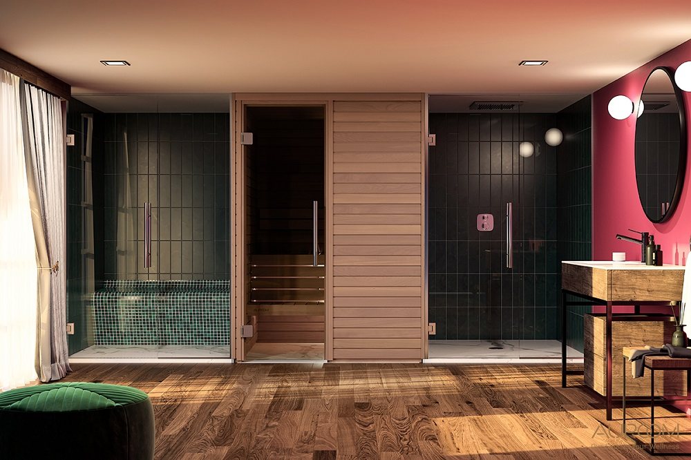 SAUNA CABIN WITH WOOD 150x150x205, HEAT HARMONY