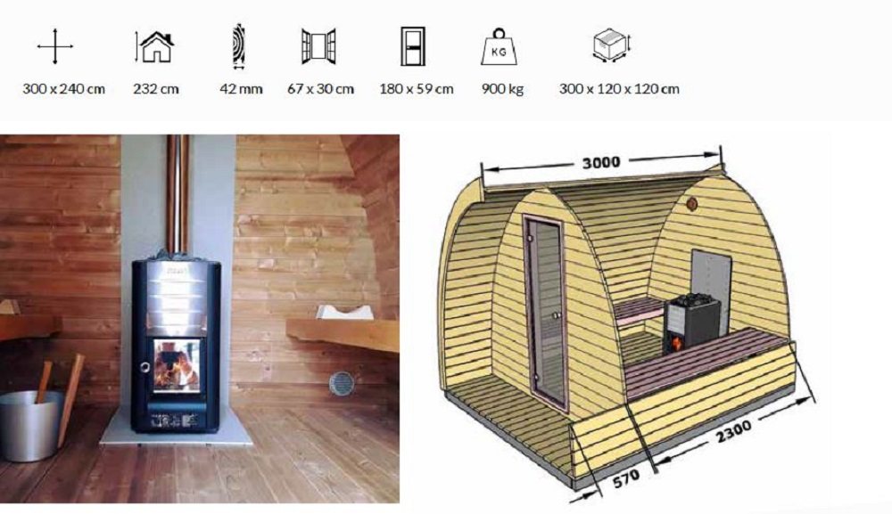 Outdoor Sauna Esprit – SAUNAINTER | Electric & Wood-Burning Models 3-Person