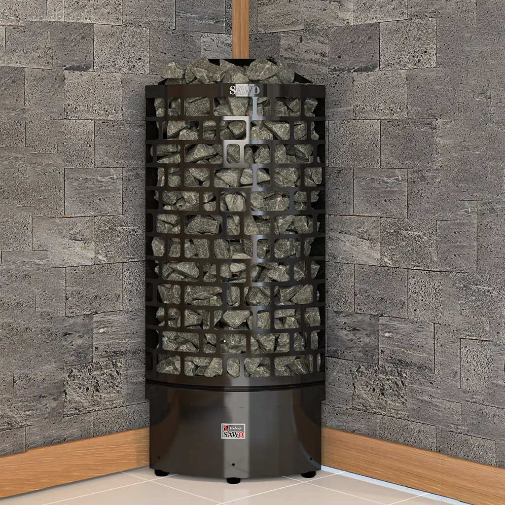 ELECTRIC SAUNA HEATER SAWO ARIES CORNER BLACK NI2, ARI3-75Ni2-CNR-BL-P-C 7,5kW, WITHOUT CONTROL UNIT