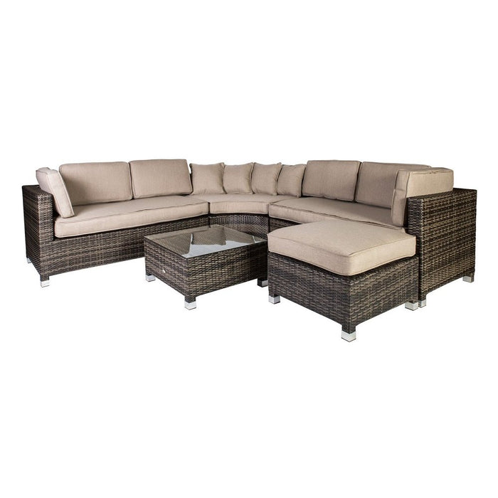 Garden Furniture Dawson set table corner sofa & ottoman – dark brown