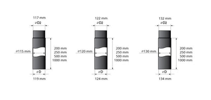 SMOKE PIPE FOR WOOD BURNING STOVE, 250MM, Ø120MM