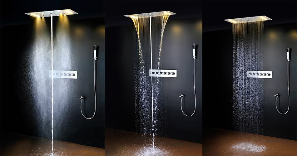 Tolo Led Rain Shower System 380x700 Six & Saven Handle Diverter