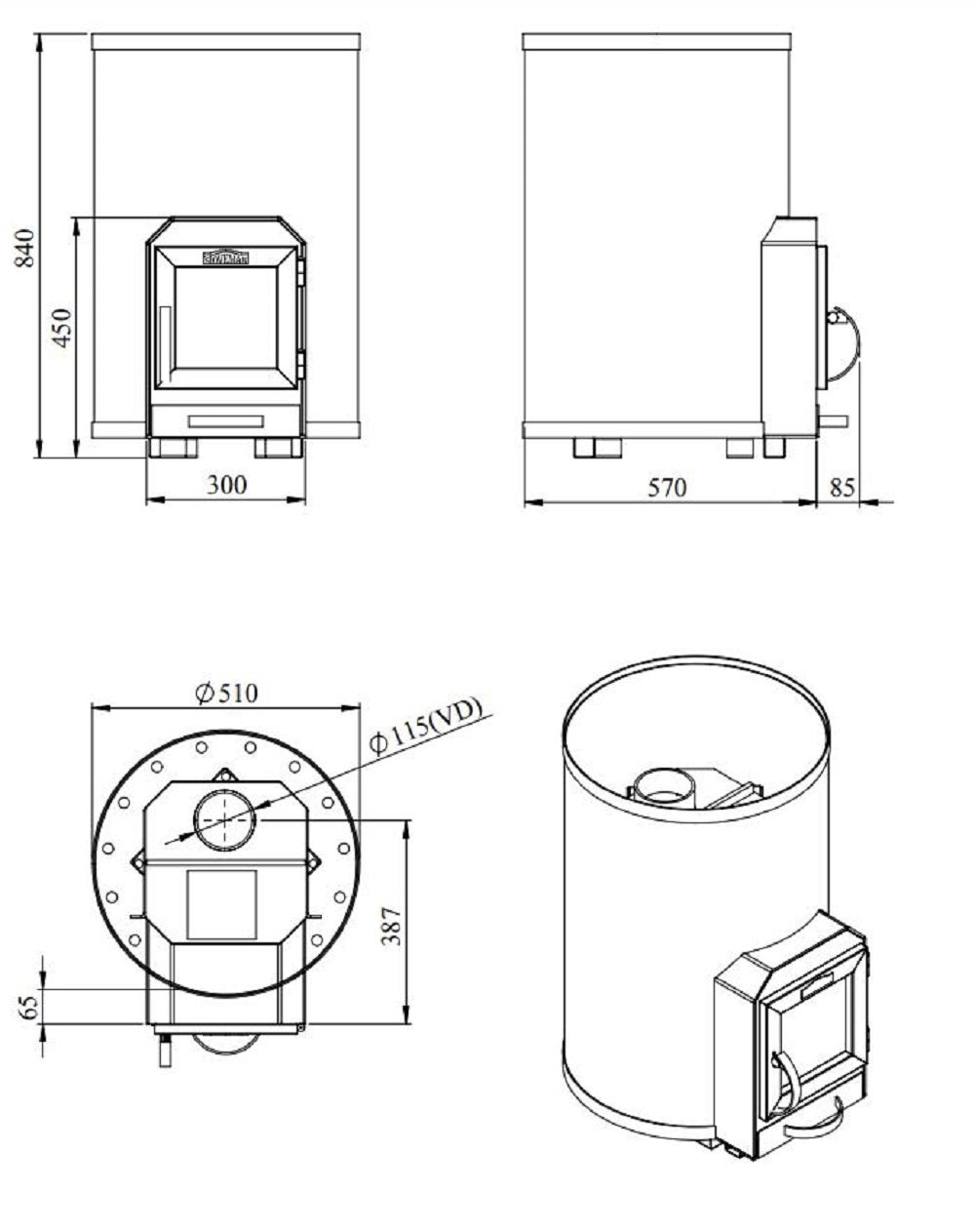 SAUNA WOODBURNING STOVE STOVEMAN 20R HEAVY