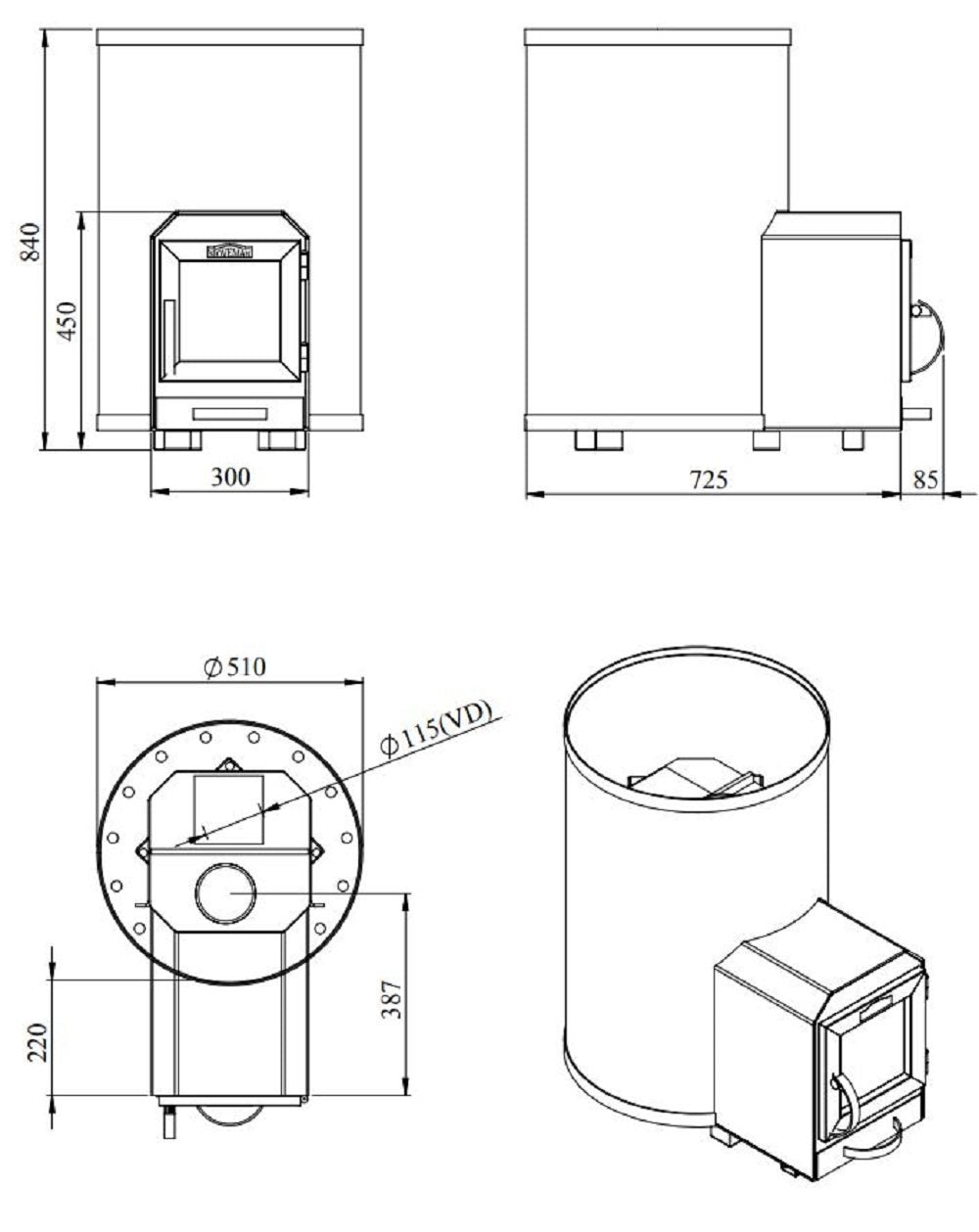 SAUNA WOODBURNING STOVE STOVEMAN 20R-LS HEAVY