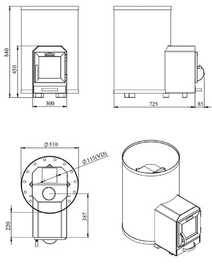 SAUNA WOODBURNING STOVE STOVEMAN 20R-LS HEAVY