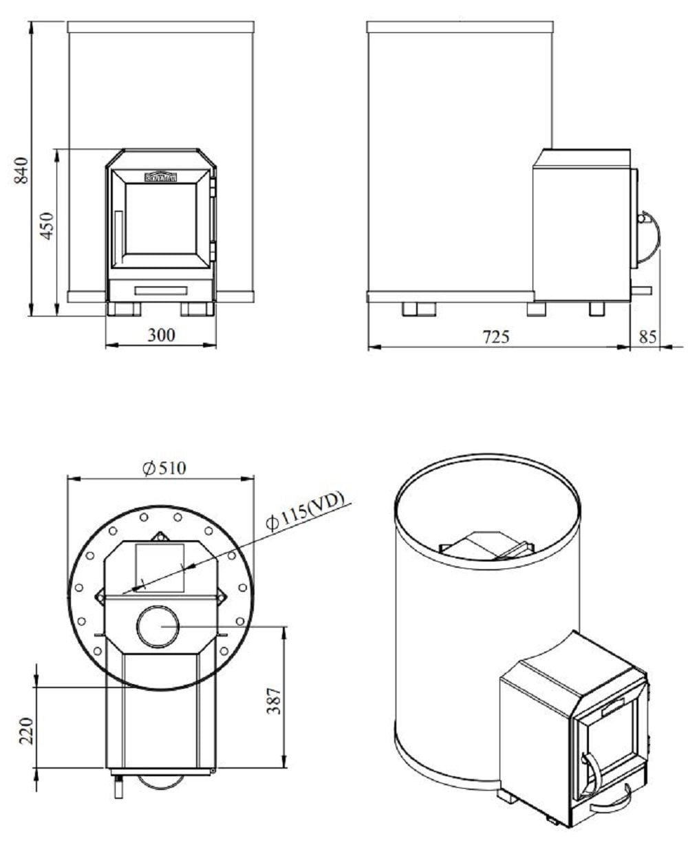 SAUNA WOODBURNING STOVE STOVEMAN 20R-LS