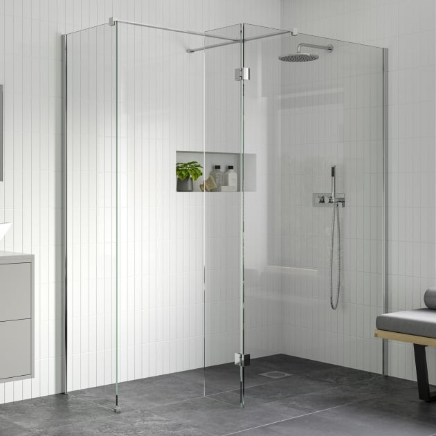 Signature Icon Chrome 1950mm High Wet Room Glass Shower Screen