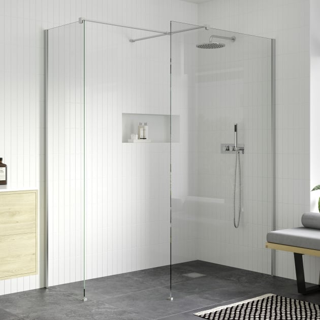 Signature Icon Chrome 1950mm High Wet Room Glass Shower Screen