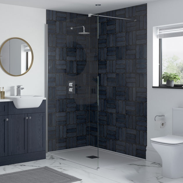 Signature Icon Chrome 1950mm High Wet Room Glass Shower Screen