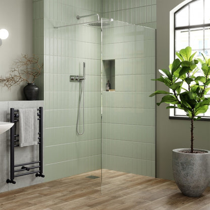 Signature Icon Chrome 1950mm High Wet Room Glass Shower Screen