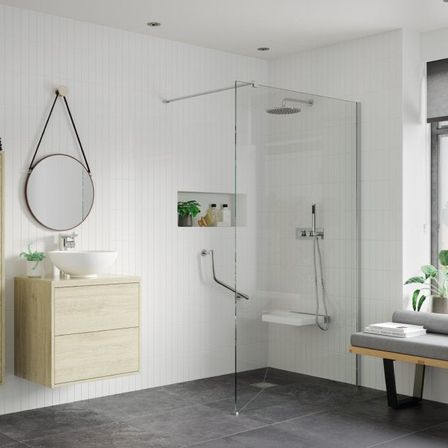 Signature Icon Chrome 1950mm High Wet Room Glass Shower Screen