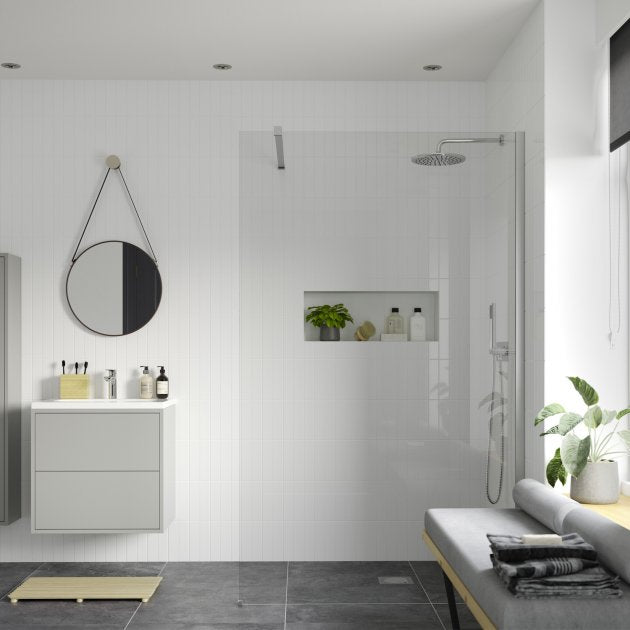 Signature Icon Chrome 1950mm High Wet Room Glass Shower Screen